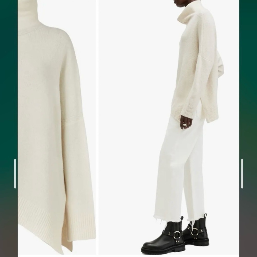 AllSaints Lock Roll Neck Asymmetric Sweater in Chalk White Size XS - Picture 4 of 9